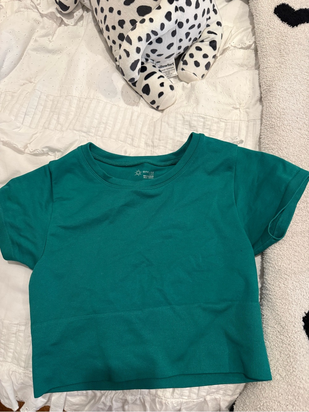 Aerie Green Cropped Short Sleeve Tee